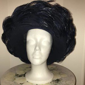 Feathered Navy Hat